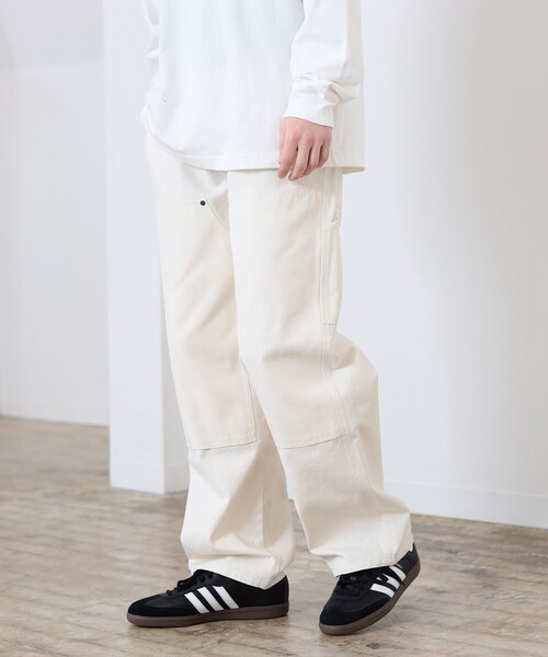 ⭐️ BEAMS ダブルニー ペインターパンツ ダック地 白 ワイドパンツ L BEAMS HEART（ビームスハート）の「BEAMS HEART / セミワイド
