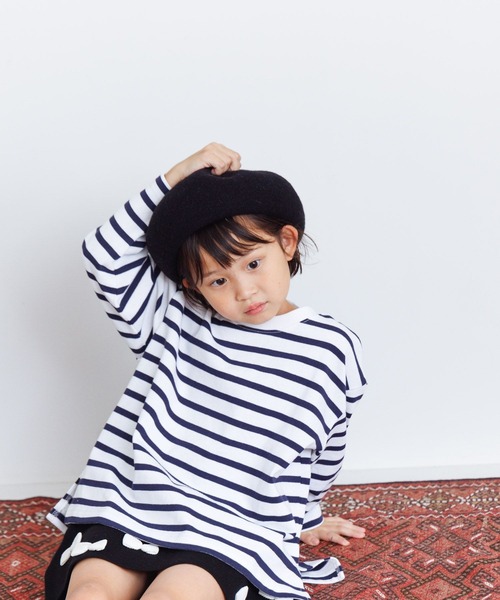 LOWRYS FARM（ローリーズファーム）の「ＵＳＡボーダーロングスリーブ　989523（Tシャツ/カットソー・キッズ・ブルー/ネイビー/ピンク/レッド・110cm/130cm/140cm/150cm/120cm）」の2枚目の写真