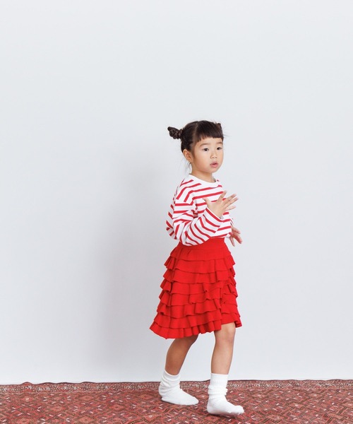 LOWRYS FARM（ローリーズファーム）の「ＵＳＡボーダーロングスリーブ　989523（Tシャツ/カットソー・キッズ・ブルー/ネイビー/ピンク/レッド・110cm/130cm/140cm/150cm/120cm）」の16枚目の写真