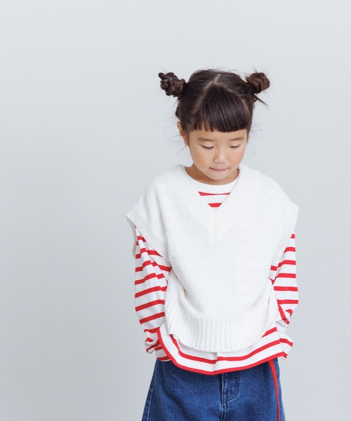 LOWRYS FARM（ローリーズファーム）の「ＵＳＡボーダーロングスリーブ　989523（Tシャツ/カットソー・キッズ・ブルー/ネイビー/ピンク/レッド・110cm/130cm/140cm/150cm/120cm）」の22枚目の写真