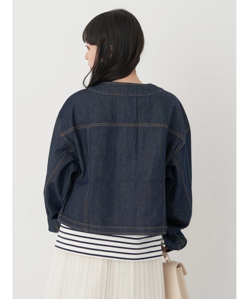 earth music&ecology（アースミュージックアンドエコロジー）の「ノーカラーツイルブルゾン（ブルゾン・レディース・インディゴブルー/オフホワイト/ピンクベージュ・FREE）」の10枚目の写真