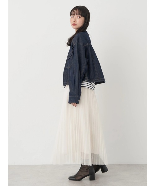 earth music&ecology（アースミュージックアンドエコロジー）の「ノーカラーツイルブルゾン（ブルゾン・レディース・インディゴブルー/オフホワイト/ピンクベージュ・FREE）」の13枚目の写真