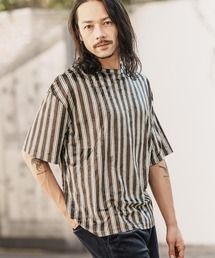 CAMBIO（カンビオ）の「mt8827- ストライプベロアTシャツ（Tシャツ/カットソー）」