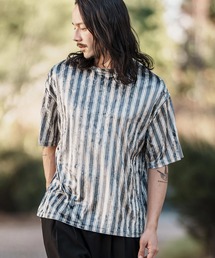 CAMBIO（カンビオ）の「mt8827- ストライプベロアTシャツ（Tシャツ/カットソー）」