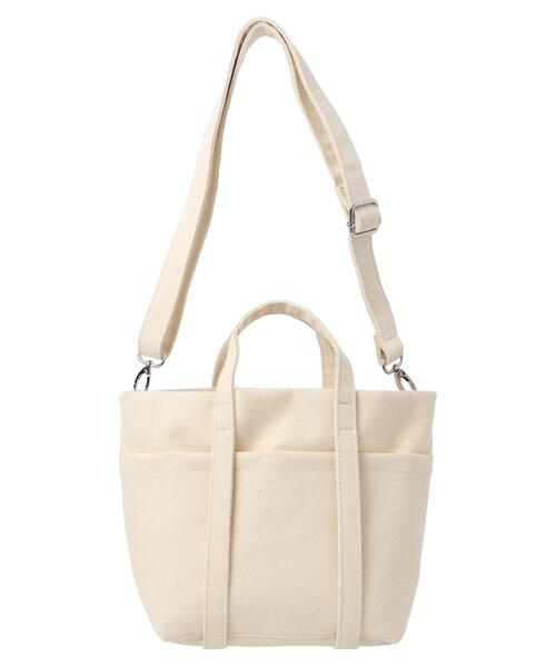 AMERICAN HOLIC(アメリカンホリック)の「撥水加工2WAYマルチポケットキャンバスBAG(エコバッグ/サブバッグ・レディース・アイボリー/ブラック・FREE)」の3枚目の写真