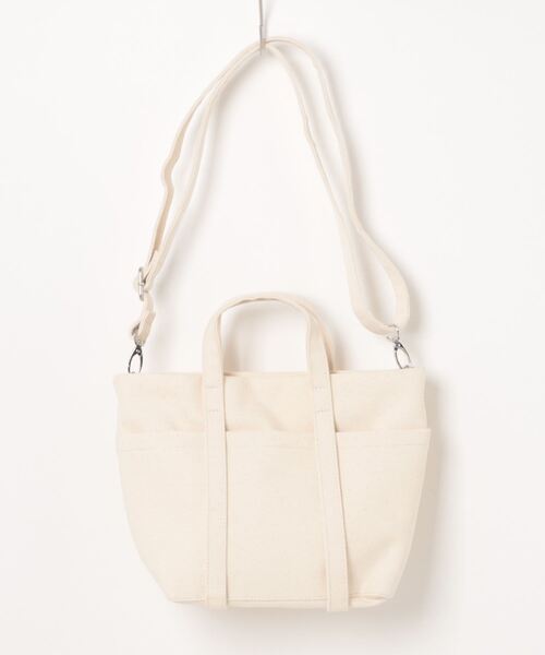 AMERICAN HOLIC(アメリカンホリック)の「撥水加工2WAYマルチポケットキャンバスBAG(エコバッグ/サブバッグ・レディース・アイボリー/ブラック・FREE)」の7枚目の写真