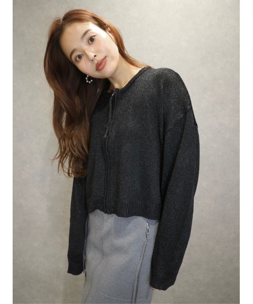 TRUNC88★ニットカーディガン Glitter Mesh Zip Cardigan / TRUNC 88（トランクエイティー