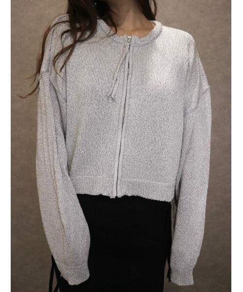 TRUNC（トランクエイティーエイト）の「Glitter Zip Cardigan（カーディガン/ボレロ・レディース・ブラック/グレー/ゴールド・FREE）」の5枚目の写真