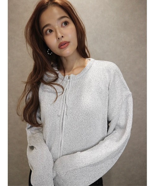 TRUNC（トランクエイティーエイト）の「Glitter Zip Cardigan（カーディガン/ボレロ・レディース・ブラック/グレー/ゴールド・FREE）」の9枚目の写真