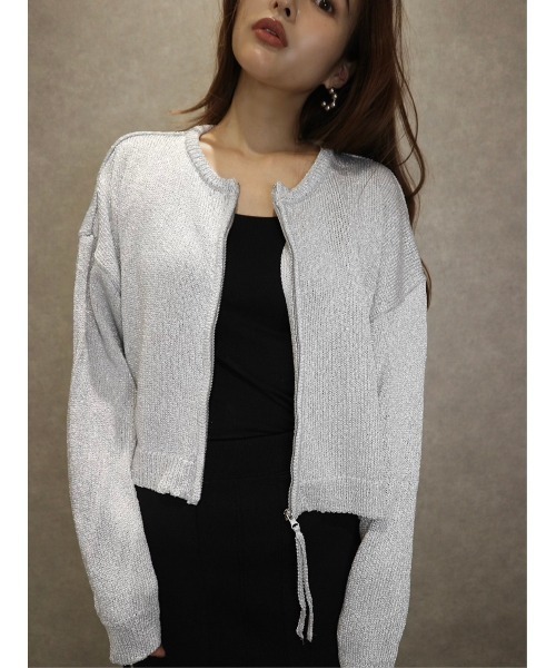 TRUNC（トランクエイティーエイト）の「Glitter Zip Cardigan（カーディガン/ボレロ・レディース・ブラック/グレー/ゴールド・FREE）」の13枚目の写真