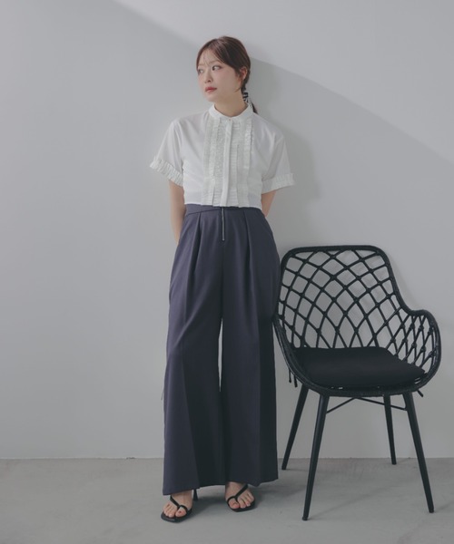 ECREL（エクレール）の「クロップドギャザーフリルブラウス（シャツ/ブラウス・レディース・ホワイト/ライトブルー/ライトピンク/ブルー・FREE）」の10枚目の写真