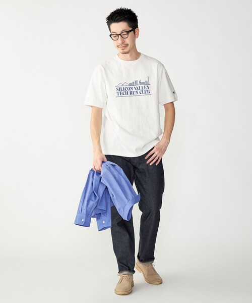 【セール】【SHIPS別注】Champion: ウォッシュ プリント リンガーネック 半袖 Tシャツ（Tシャツ/カットソー）｜Champion（チャンピオン）