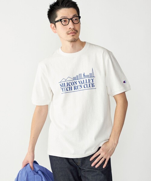 【セール】【SHIPS別注】Champion: ウォッシュ プリント リンガーネック 半袖 Tシャツ（Tシャツ/カットソー）｜Champion（チャンピオン）