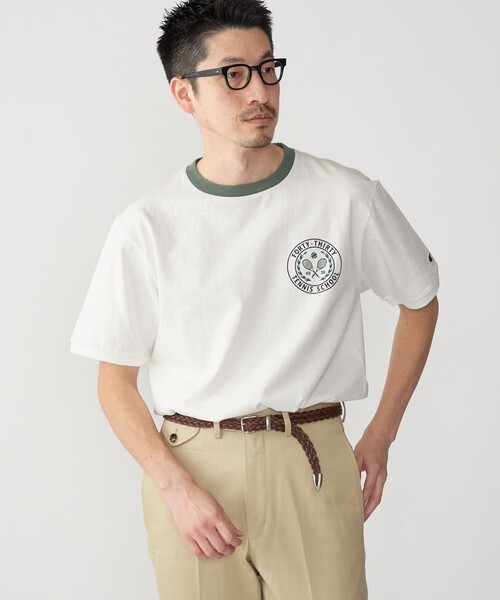【セール】【SHIPS別注】Champion: ウォッシュ プリント リンガーネック 半袖 Tシャツ（Tシャツ/カットソー）｜Champion（チャンピオン）