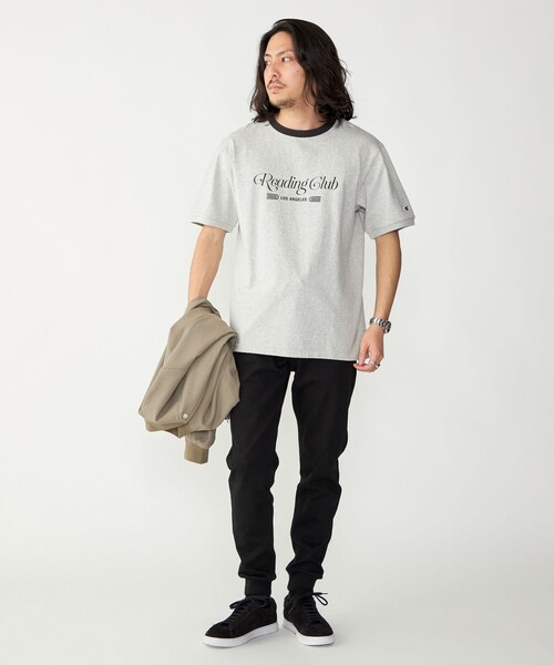 【セール】【SHIPS別注】Champion: ウォッシュ プリント リンガーネック 半袖 Tシャツ（Tシャツ/カットソー）｜Champion（チャンピオン）