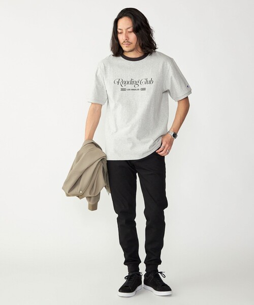 【セール】【SHIPS別注】Champion: ウォッシュ プリント リンガーネック 半袖 Tシャツ（Tシャツ/カットソー）｜Champion（チャンピオン）