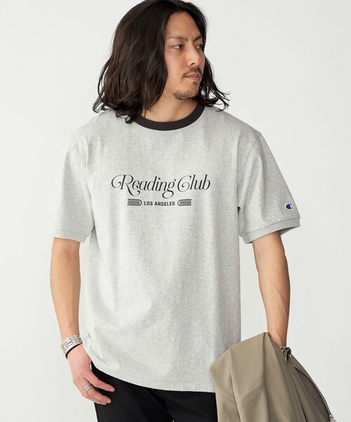 【セール】【SHIPS別注】Champion: ウォッシュ プリント リンガーネック 半袖 Tシャツ（Tシャツ/カットソー）｜Champion（チャンピオン）