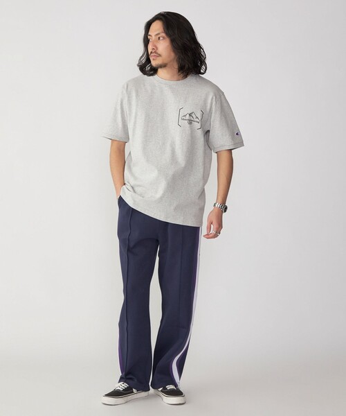 【セール】【SHIPS別注】Champion: ウォッシュ プリント リンガーネック 半袖 Tシャツ（Tシャツ/カットソー）｜Champion（チャンピオン）
