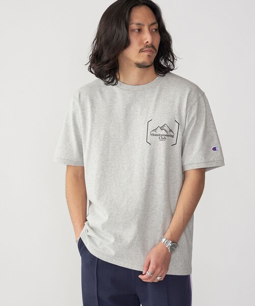 【セール】【SHIPS別注】Champion: ウォッシュ プリント リンガーネック 半袖 Tシャツ（Tシャツ/カットソー）｜Champion（チャンピオン）