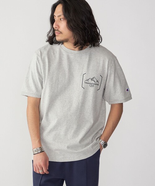 【セール】【SHIPS別注】Champion: ウォッシュ プリント リンガーネック 半袖 Tシャツ（Tシャツ/カットソー）｜Champion（チャンピオン）