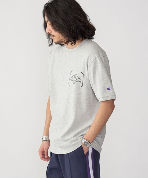 【セール】【SHIPS別注】Champion: ウォッシュ プリント リンガーネック 半袖 Tシャツ（Tシャツ/カットソー）｜Champion（チャンピオン）