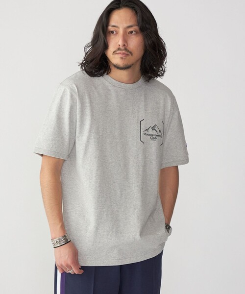 【セール】【SHIPS別注】Champion: ウォッシュ プリント リンガーネック 半袖 Tシャツ（Tシャツ/カットソー）｜Champion（チャンピオン）