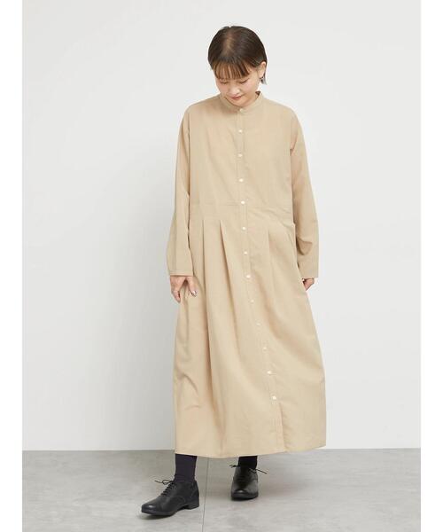 sm2rhythm（サマンサモスモスリズム）の「【撥水加工・イージーケア】スタンドカラーワンピース（ワンピース・レディース・ベージュ/ブラック・F）」の3枚目の写真