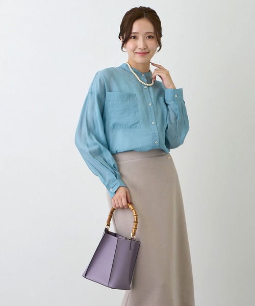 NICOLE white（ニコルホワイト）の「シアーブラウス（シャツ/ブラウス・レディース・グリーン/ラベンダー/イエロー/サックスブルー/オフホワイト・FREE）」の3枚目の写真