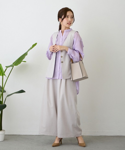 NICOLE white（ニコルホワイト）の「シアーブラウス（シャツ/ブラウス・レディース・グリーン/ラベンダー/イエロー/サックスブルー/オフホワイト・FREE）」の7枚目の写真