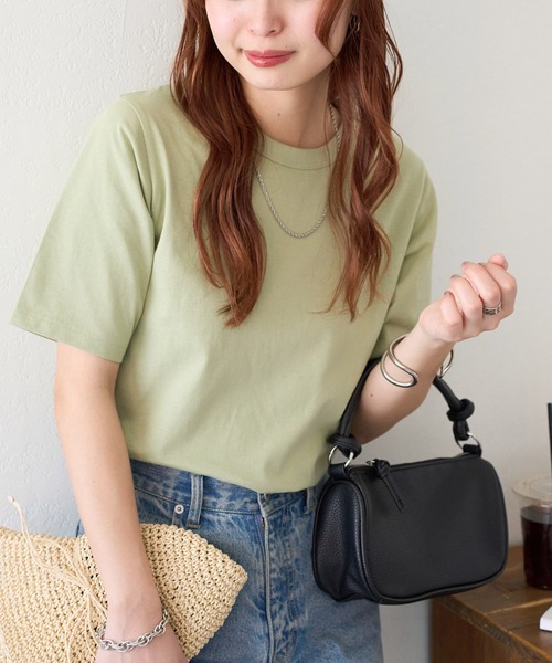 DISCOAT（ディスコート）の「【新色追加】USコットンクルーネックTシャツ（Tシャツ/カットソー・レディース・ホワイト×ブラック/ブラック/オフホワイト/ライトグレー/ミント・FREE）」の5枚目の写真