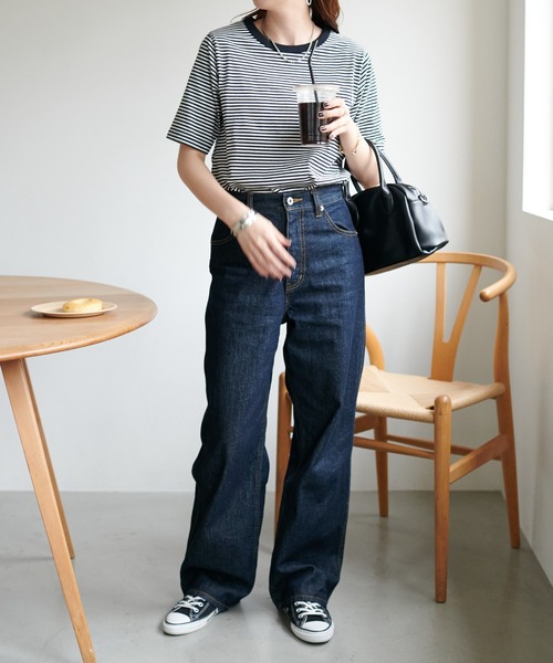 DISCOAT（ディスコート）の「【新色追加】USコットンクルーネックTシャツ（Tシャツ/カットソー・レディース・ホワイト×ブラック/ブラック/オフホワイト/ライトグレー/ミント・FREE）」の22枚目の写真