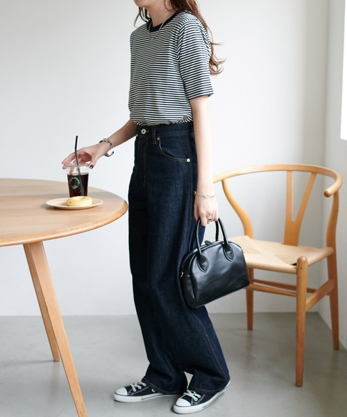 DISCOAT（ディスコート）の「【新色追加】USコットンクルーネックTシャツ（Tシャツ/カットソー・レディース・ホワイト×ブラック/ブラック/オフホワイト/ライトグレー/ミント・FREE）」の13枚目の写真