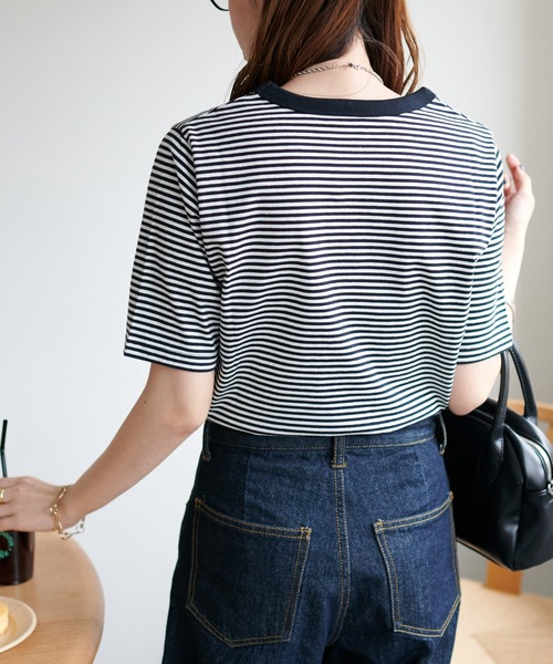 DISCOAT（ディスコート）の「【新色追加】USコットンクルーネックTシャツ（Tシャツ/カットソー・レディース・ホワイト×ブラック/ブラック/オフホワイト/ライトグレー/ミント・FREE）」の21枚目の写真