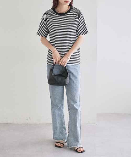 DISCOAT（ディスコート）の「【新色追加】USコットンクルーネックTシャツ（Tシャツ/カットソー・レディース・ホワイト×ブラック/ブラック/オフホワイト/ライトグレー/ミント・FREE）」の18枚目の写真