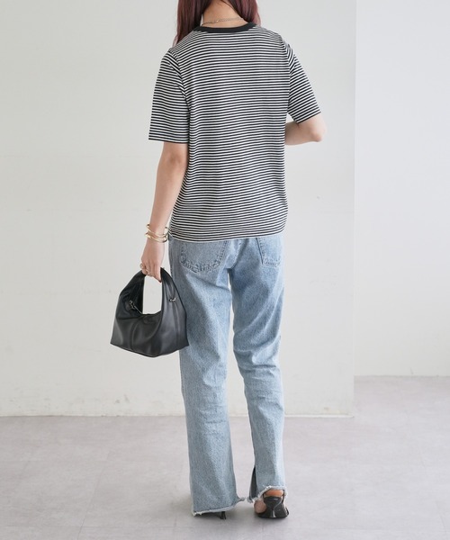 DISCOAT（ディスコート）の「【新色追加】USコットンクルーネックTシャツ（Tシャツ/カットソー・レディース・ホワイト×ブラック/ブラック/オフホワイト/ライトグレー/ミント・FREE）」の12枚目の写真