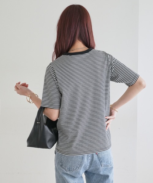 DISCOAT（ディスコート）の「【新色追加】USコットンクルーネックTシャツ（Tシャツ/カットソー・レディース・ホワイト×ブラック/ブラック/オフホワイト/ライトグレー/ミント・FREE）」の17枚目の写真