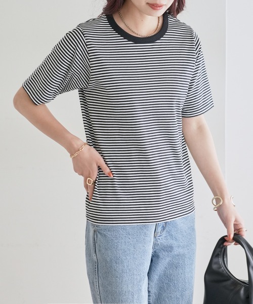 DISCOAT（ディスコート）の「【新色追加】USコットンクルーネックTシャツ（Tシャツ/カットソー・レディース・ホワイト×ブラック/ブラック/オフホワイト/ライトグレー/ミント・FREE）」の16枚目の写真