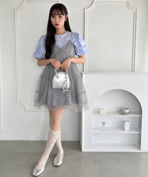 Loueme（ルエム）の「フラワーパールバルーンスリーブトップス（シャツ/ブラウス・レディース・ホワイト/ライトブルー・FREE）」の7枚目の写真