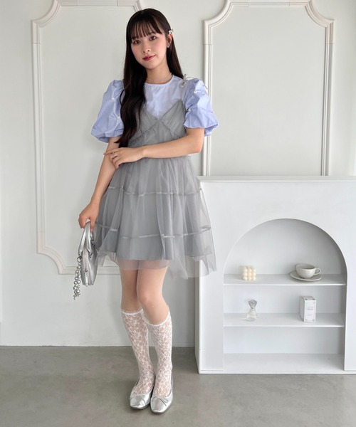 Loueme（ルエム）の「フラワーパールバルーンスリーブトップス（シャツ/ブラウス・レディース・ホワイト/ライトブルー・FREE）」の6枚目の写真