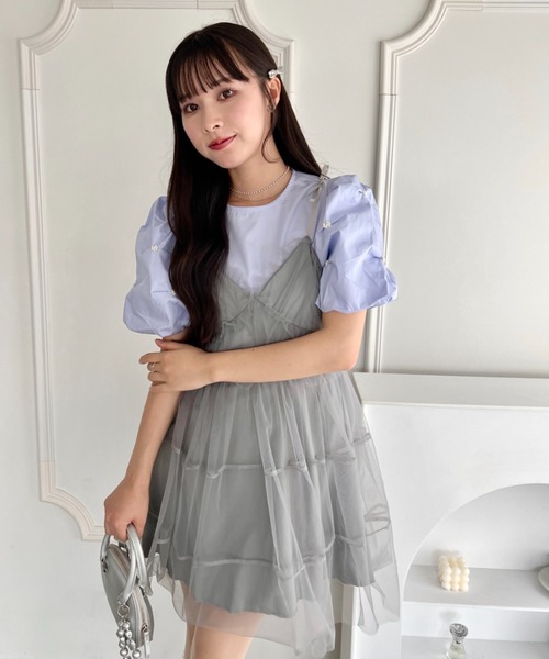 Loueme（ルエム）の「フラワーパールバルーンスリーブトップス（シャツ/ブラウス・レディース・ホワイト/ライトブルー・FREE）」の9枚目の写真