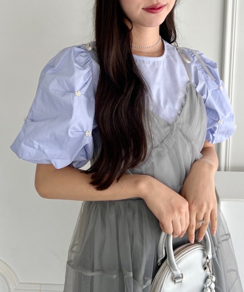 Loueme（ルエム）の「フラワーパールバルーンスリーブトップス（シャツ/ブラウス・レディース・ホワイト/ライトブルー・FREE）」の11枚目の写真