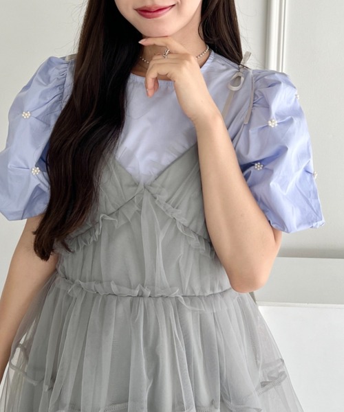 Loueme（ルエム）の「フラワーパールバルーンスリーブトップス（シャツ/ブラウス・レディース・ホワイト/ライトブルー・FREE）」の12枚目の写真