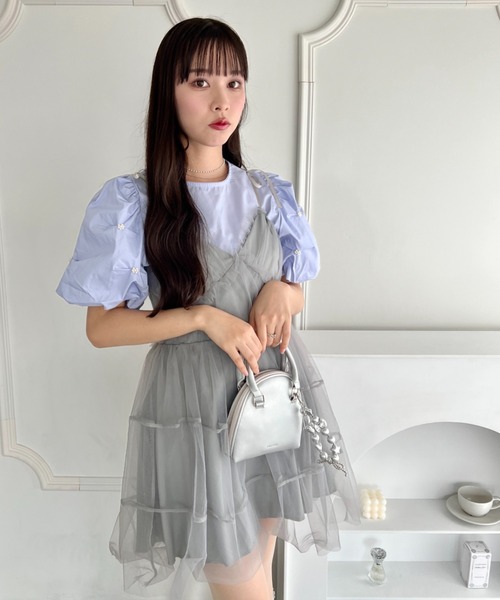 Loueme（ルエム）の「フラワーパールバルーンスリーブトップス（シャツ/ブラウス・レディース・ホワイト/ライトブルー・FREE）」の8枚目の写真