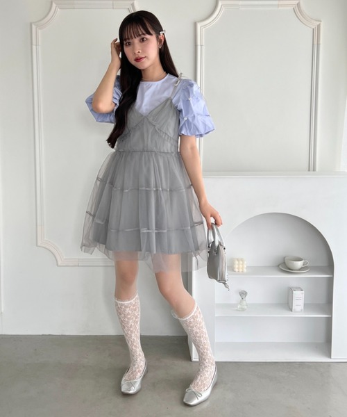 Loueme（ルエム）の「フラワーパールバルーンスリーブトップス（シャツ/ブラウス・レディース・ホワイト/ライトブルー・FREE）」の5枚目の写真