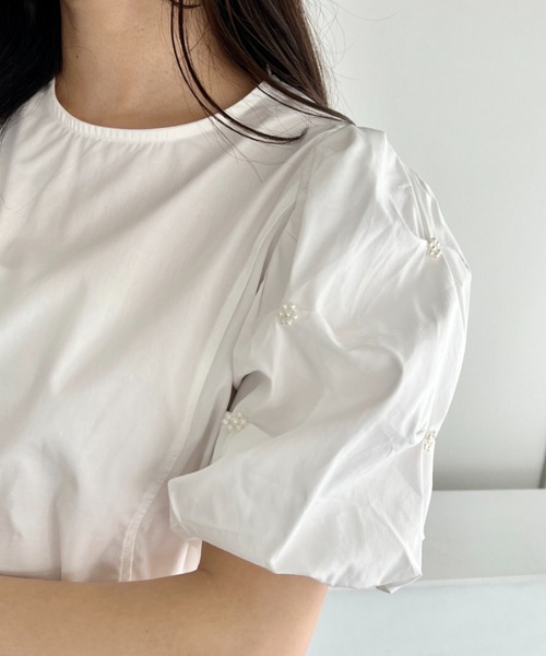Loueme（ルエム）の「フラワーパールバルーンスリーブトップス（シャツ/ブラウス・レディース・ホワイト/ライトブルー・FREE）」の13枚目の写真