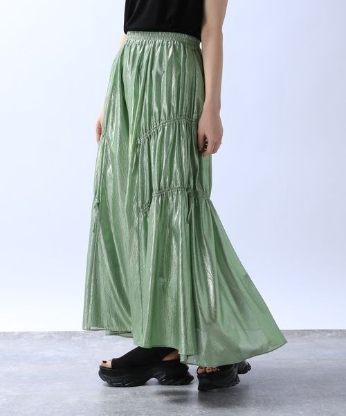 スカート uu JEANASIS（ジーナシス）の「ドロストメタリックスカート/114462