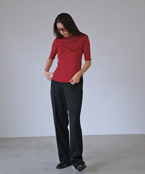 AKTE（アクテ）の「アウトロックハーフスリーブTシャツ（Tシャツ/カットソー・レディース・マルーン/ブラック/ホワイト・FREE）」の5枚目の写真