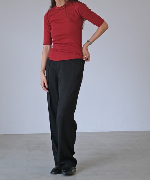 AKTE（アクテ）の「アウトロックハーフスリーブTシャツ（Tシャツ/カットソー・レディース・マルーン/ブラック/ホワイト・FREE）」の6枚目の写真