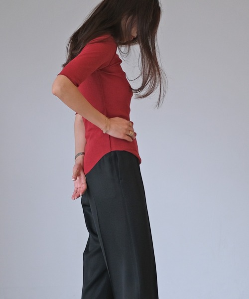 AKTE（アクテ）の「アウトロックハーフスリーブTシャツ（Tシャツ/カットソー・レディース・マルーン/ブラック/ホワイト・FREE）」の8枚目の写真