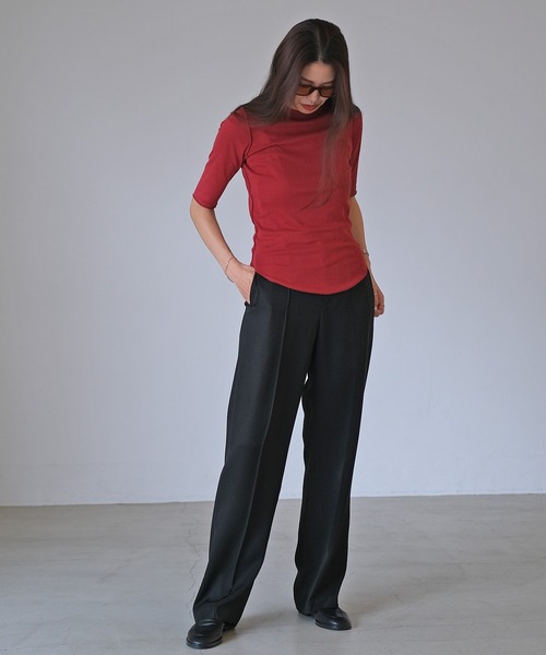 AKTE（アクテ）の「アウトロックハーフスリーブTシャツ（Tシャツ/カットソー・レディース・マルーン/ブラック/ホワイト・FREE）」の11枚目の写真